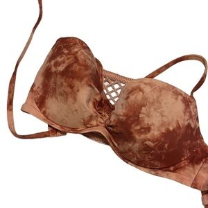 Shade & Shore Pink Tie Dye Tie Dip Crochet Bikini Size 34D